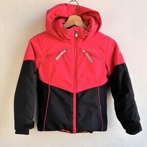 Spyder Girls Size 8 Pink Black Insulated Ski Jacket Hooded Coat Winter Snow
